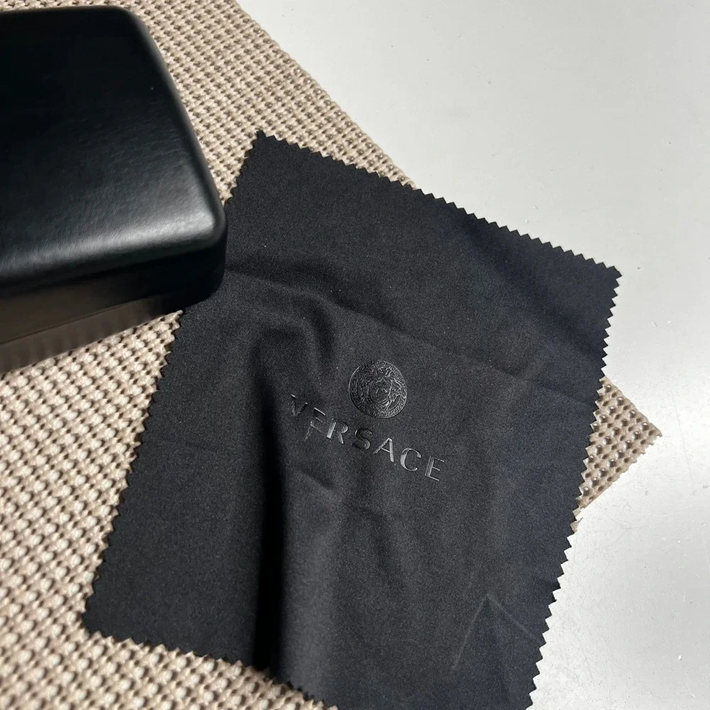Versace Black Hard Sunglasses Eyeglasses Case and Cleaning Cloth Set
